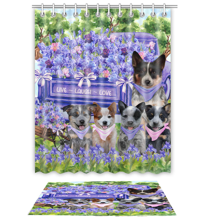 Australian Cattle Shower Curtain & Bath Mat Set: Explore a Variety of Designs, Custom, Personalized, Curtains with hooks and Rug Bathroom Decor, Gift for Dog and Pet Lovers