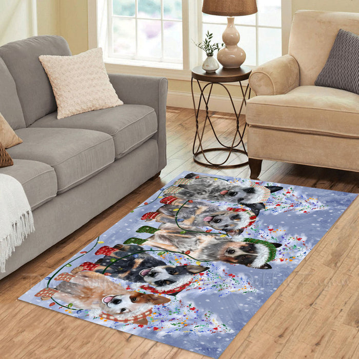 Christmas Lights and Australian Cattle Dog Area Rug - Ultra Soft Cute Pet Printed Unique Style Floor Living Room Carpet Decorative Rug for Indoor Gift for Pet Lovers