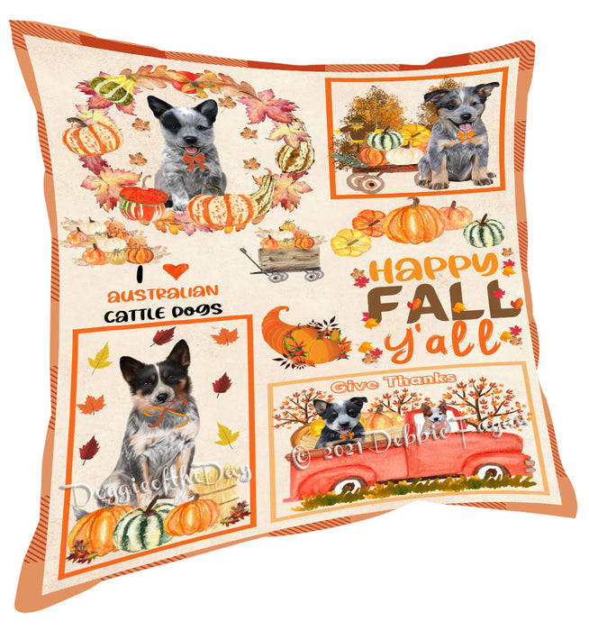 Happy Fall Y'all Pumpkin Australian Cattle Dog Pillow with Top Quality High-Resolution Images - Ultra Soft Pet Pillows for Sleeping - Reversible & Comfort - Ideal Gift for Dog Lover - Cushion for Sofa Couch Bed - 100% Polyester