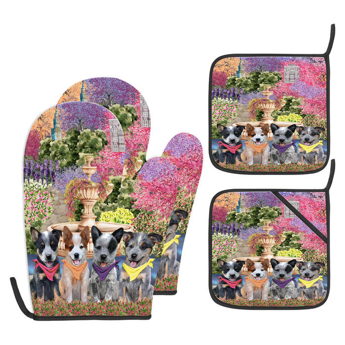 Australian Cattle Oven Mitts and Pot Holder: Explore a Variety of Designs, Potholders with Kitchen Gloves for Cooking, Custom, Personalized, Gifts for Pet & Dog Lover
