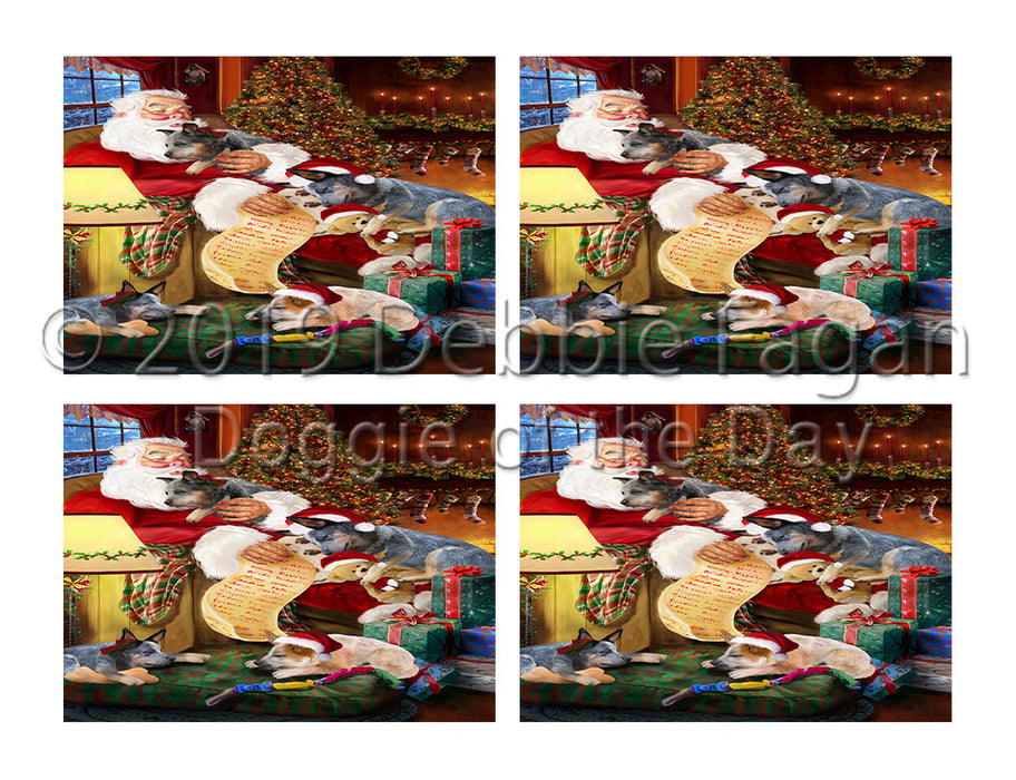 Santa Sleeping with Australian Cattle Dogs Placemat