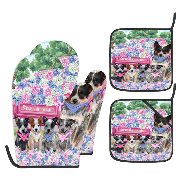 Australian Cattle Oven Mitts and Pot Holder: Explore a Variety of Designs, Potholders with Kitchen Gloves for Cooking, Custom, Personalized, Gifts for Pet & Dog Lover