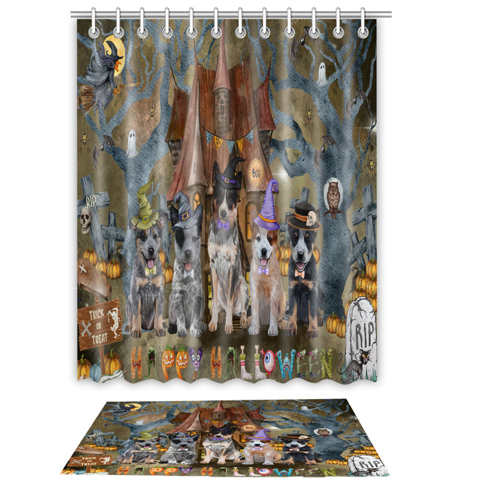 Australian Cattle Shower Curtain & Bath Mat Set, Bathroom Decor Curtains with hooks and Rug, Explore a Variety of Designs, Personalized, Custom, Dog Lover's Gifts