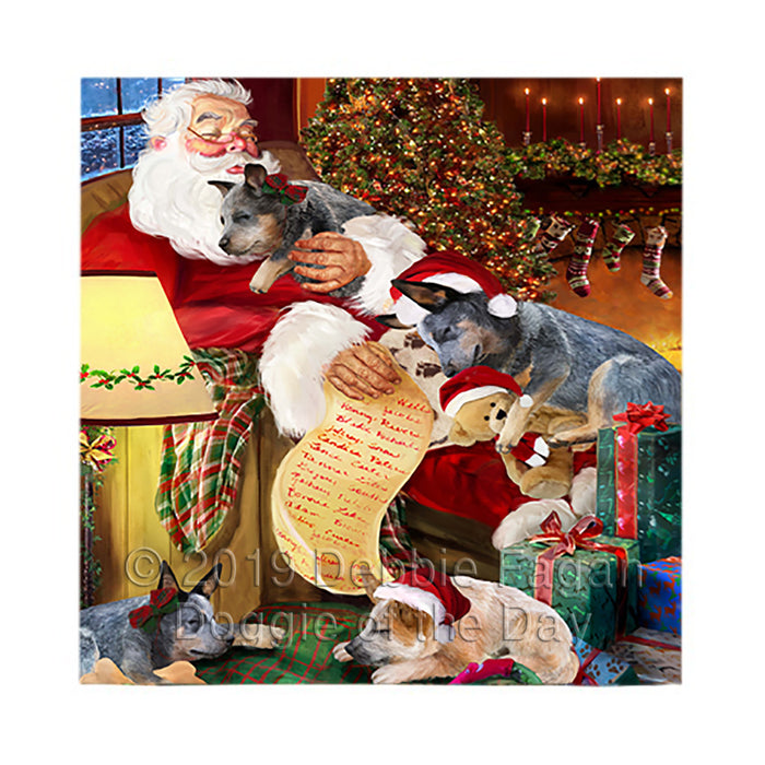 Santa Sleeping with Australian Cattle Dogs Square Towel 