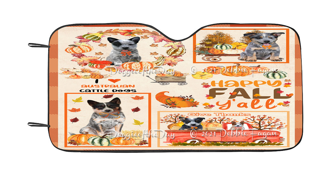 Happy Fall Y'all Pumpkin Australian Cattle Dog Car Sun Shade Cover Curtain