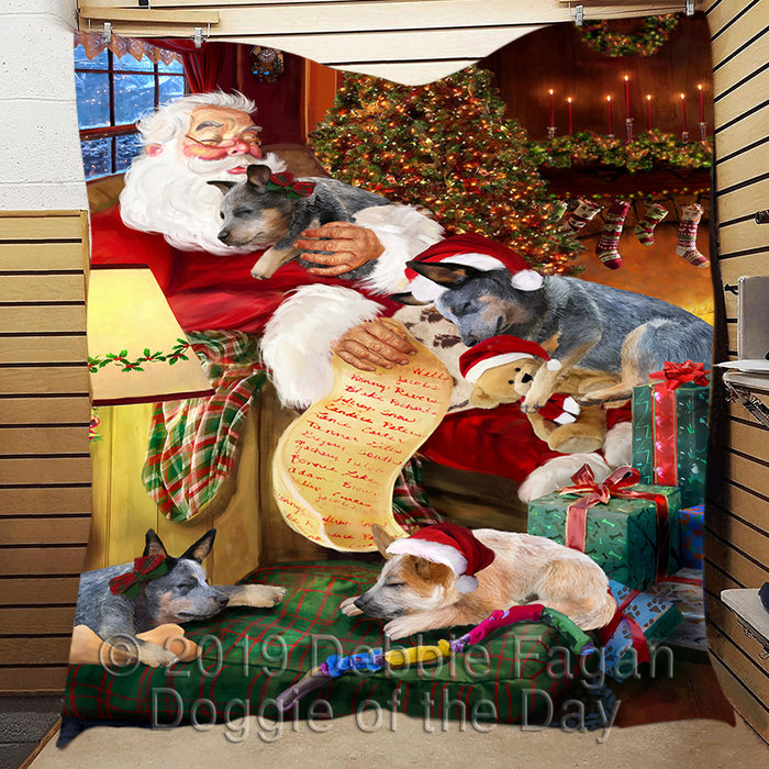 Santa Sleeping with Australian Cattle Dogs Quilt