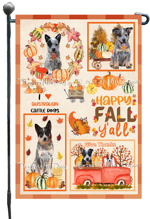 Happy Fall Y'all Pumpkin Australian Cattle Dog Garden Flags- Outdoor Double Sided Garden Yard Porch Lawn Spring Decorative Vertical Home Flags 12 1/2"w x 18"h