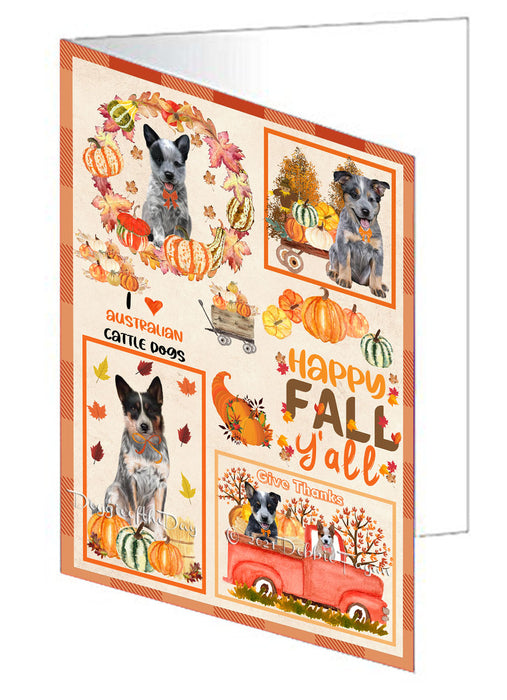 Happy Fall Y'all Pumpkin Australian Cattle Dog Handmade Artwork Assorted Pets Greeting Cards and Note Cards with Envelopes for All Occasions and Holiday Seasons GCD76895