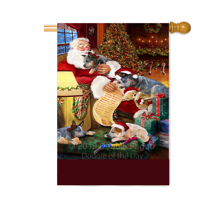 Personalized Australian Cattle Dogs and Puppies Sleeping with Santa Custom House Flag FLG-DOTD-A62647