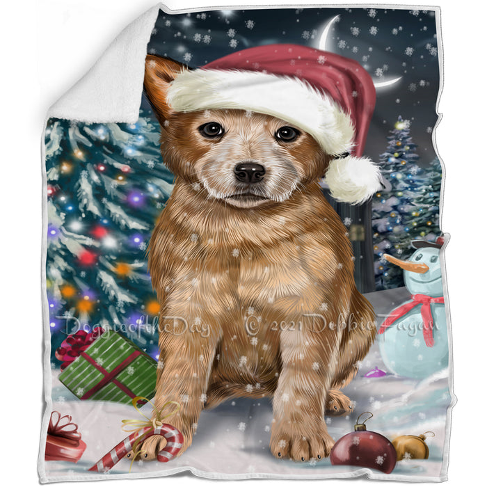 Have a Holly Jolly Christmas Australian Cattle Dog in Holiday Background Blanket D046