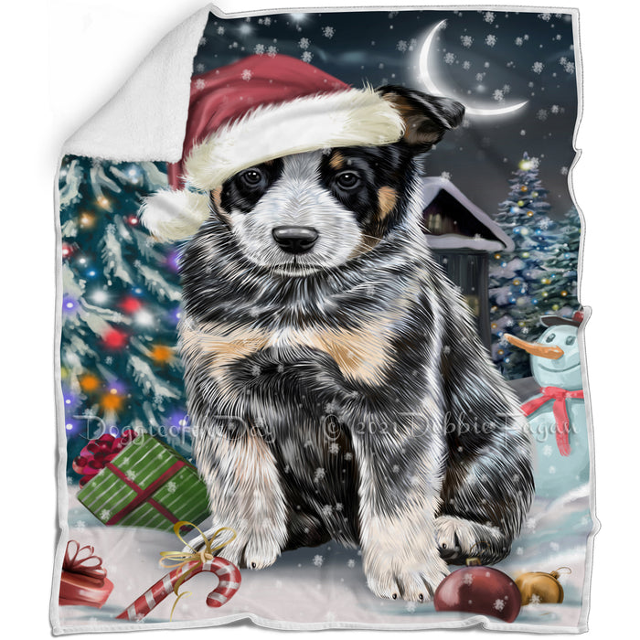 Have a Holly Jolly Christmas Australian Cattle Dog in Holiday Background Blanket D047
