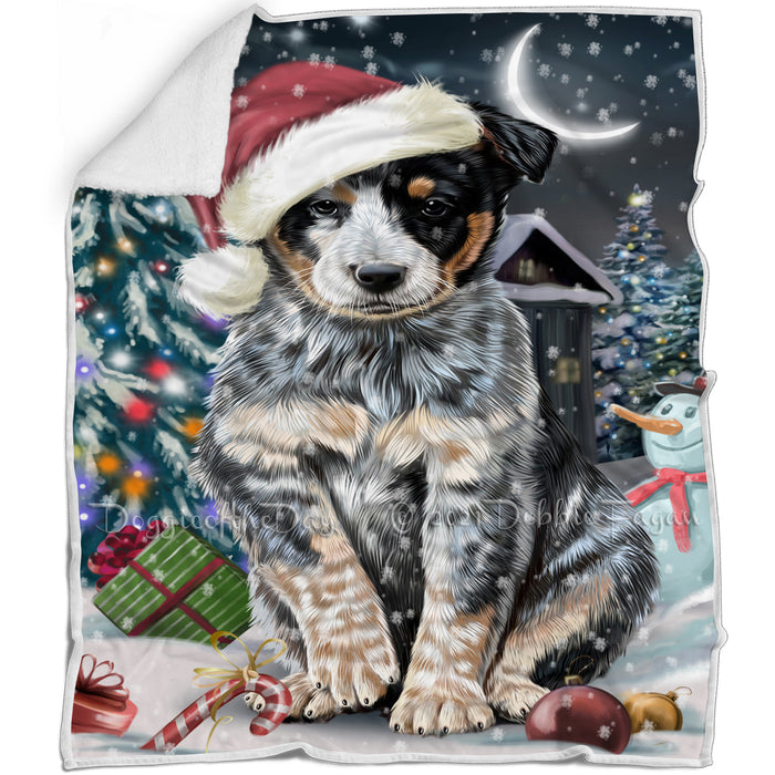 Have a Holly Jolly Christmas Australian Cattle Dog in Holiday Background Blanket D048