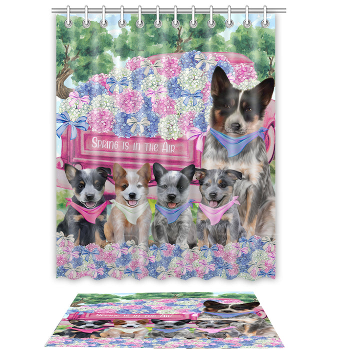 Australian Cattle Shower Curtain with Bath Mat Combo: Curtains with hooks and Rug Set Bathroom Decor, Custom, Explore a Variety of Designs, Personalized, Pet Gift for Dog Lovers