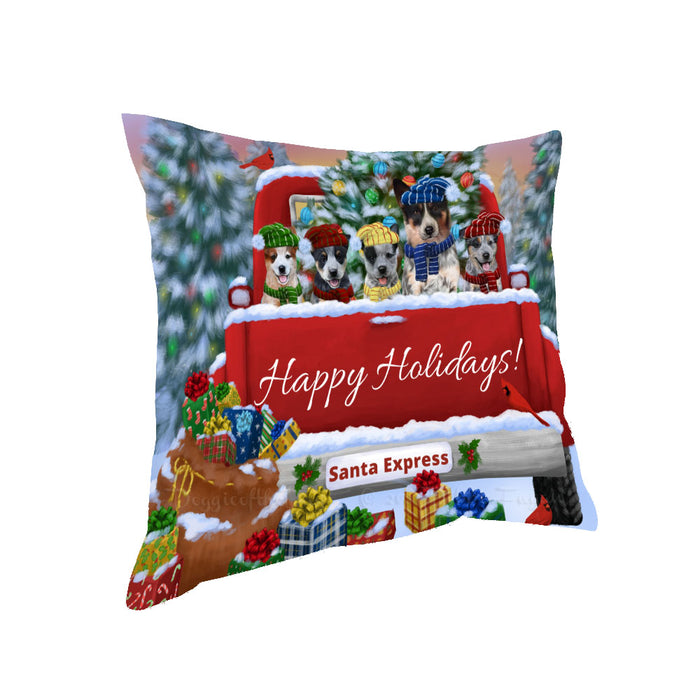 Christmas Red Truck Travlin Home for the Holidays Australian Cattle Dog Pillow with Top Quality High-Resolution Images - Ultra Soft Pet Pillows for Sleeping - Reversible & Comfort - Ideal Gift for Dog Lover - Cushion for Sofa Couch Bed - 100% Polyester