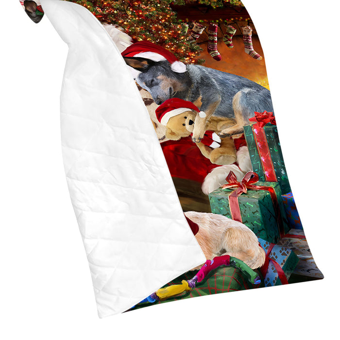 Santa Sleeping with Australian Cattle Dogs Quilt