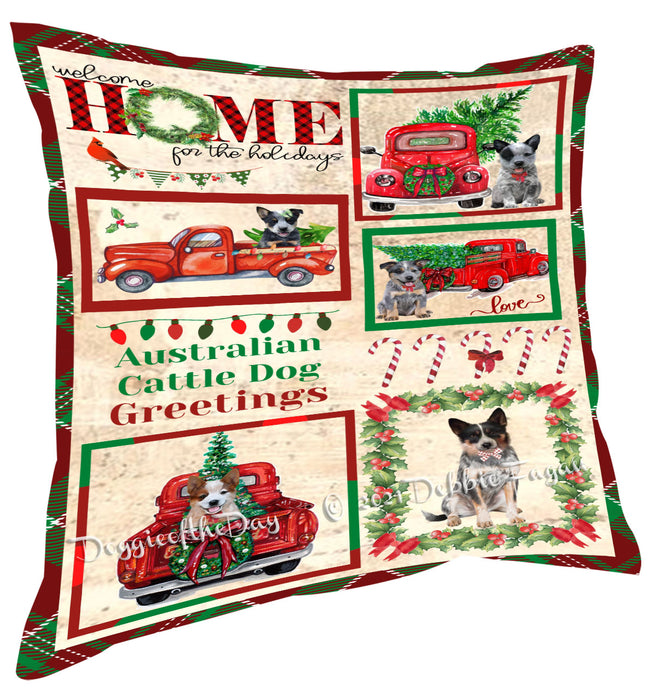 Welcome Home for Christmas Holidays Australian Cattle Dog Pillow with Top Quality High-Resolution Images - Ultra Soft Pet Pillows for Sleeping - Reversible & Comfort - Ideal Gift for Dog Lover - Cushion for Sofa Couch Bed - 100% Polyester