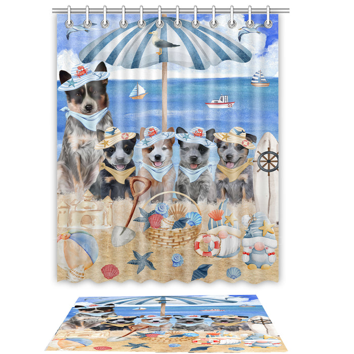 Australian Cattle Shower Curtain with Bath Mat Combo: Curtains with hooks and Rug Set Bathroom Decor, Custom, Explore a Variety of Designs, Personalized, Pet Gift for Dog Lovers