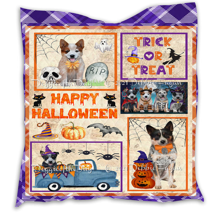 Happy Halloween Trick or Treat Pumpkin Australian Cattle Dog Lightweight Soft Bedspread Coverlet Bedding Quilt QUILT60711