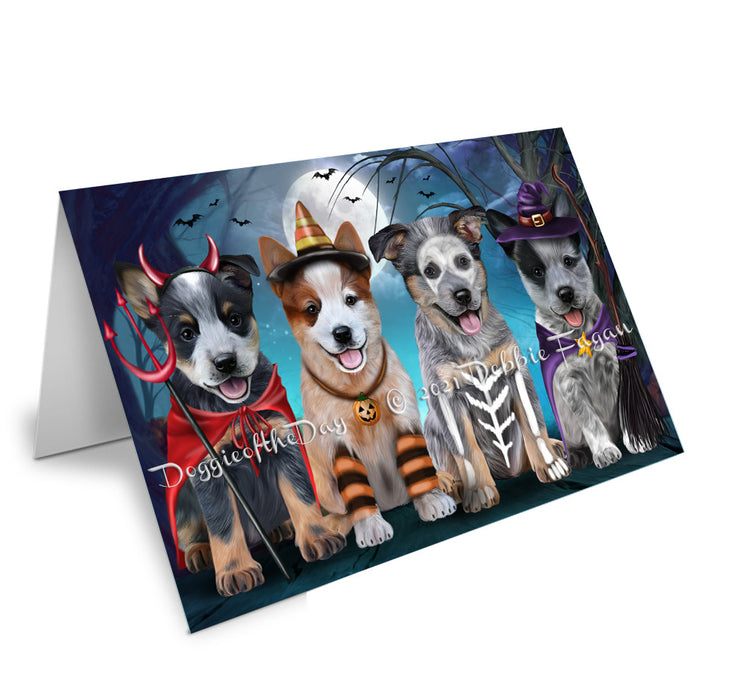 Happy Halloween Trick or Treat Australian Cattle Dog Handmade Artwork Assorted Pets Greeting Cards and Note Cards with Envelopes for All Occasions and Holiday Seasons GCD76691