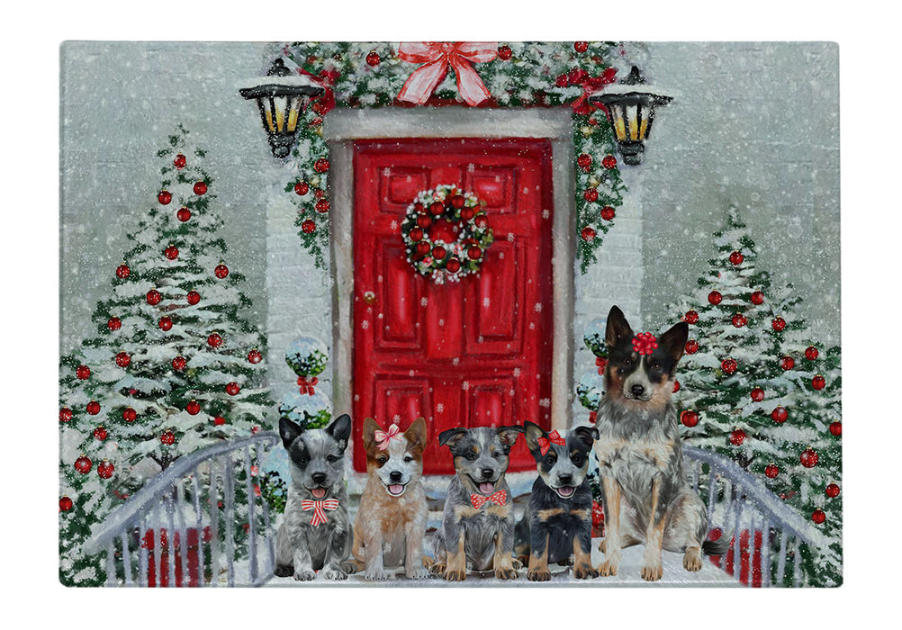 Christmas Holiday Welcome Australian Cattle Dog Cutting Board - For Kitchen - Scratch & Stain Resistant - Designed To Stay In Place - Easy To Clean By Hand - Perfect for Chopping Meats, Vegetables