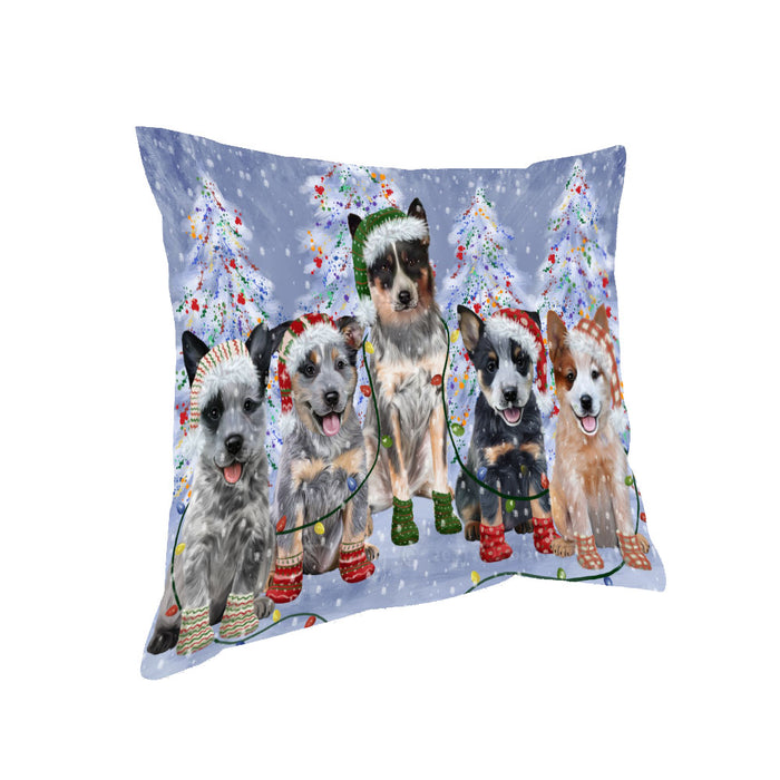 Christmas Lights and Australian Cattle Dog Pillow with Top Quality High-Resolution Images - Ultra Soft Pet Pillows for Sleeping - Reversible & Comfort - Ideal Gift for Dog Lover - Cushion for Sofa Couch Bed - 100% Polyester