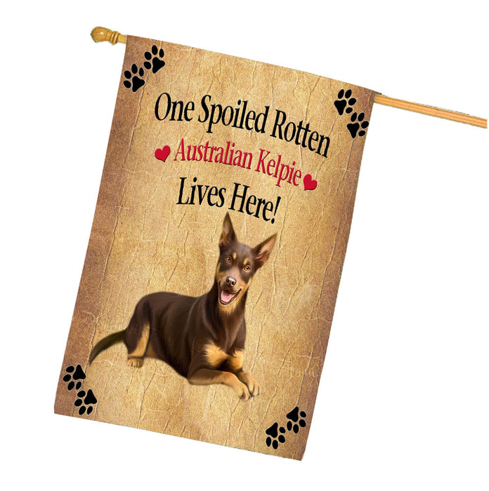 Spoiled Rotten Australian Kelpie Dog House Flag Outdoor Decorative Double Sided Pet Portrait Weather Resistant Premium Quality Animal Printed Home Decorative Flags 100% Polyester FLG68139