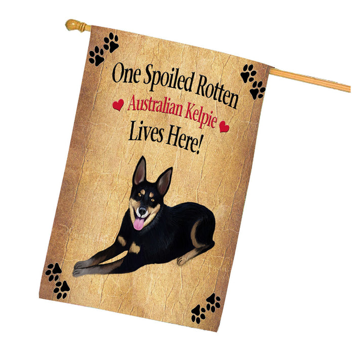 Spoiled Rotten Australian Kelpie Dog House Flag Outdoor Decorative Double Sided Pet Portrait Weather Resistant Premium Quality Animal Printed Home Decorative Flags 100% Polyester FLG68137