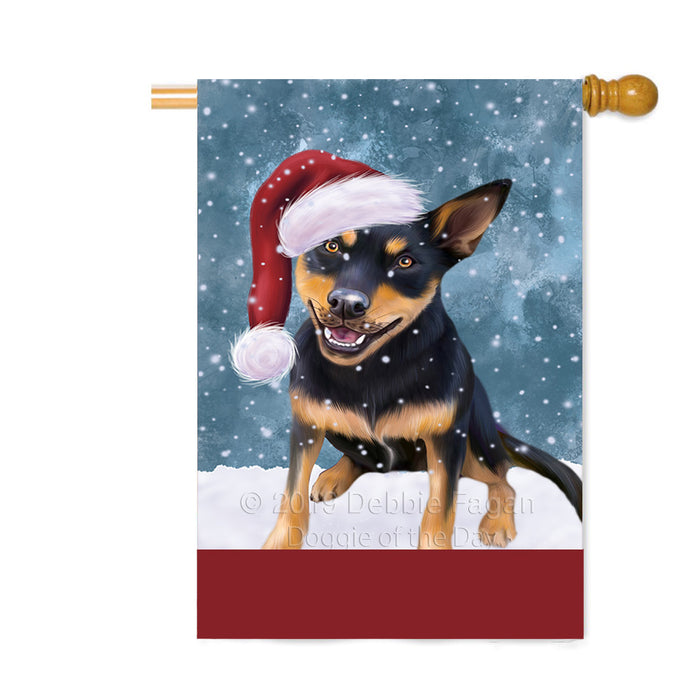 Personalized Let It Snow Happy Holidays Australian Kelpie Dog Custom House Flag FLG-DOTD-A62289
