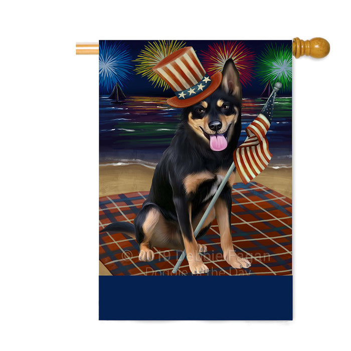 Personalized 4th of July Firework Australian Kelpie Dog Custom House Flag FLG-DOTD-A57801