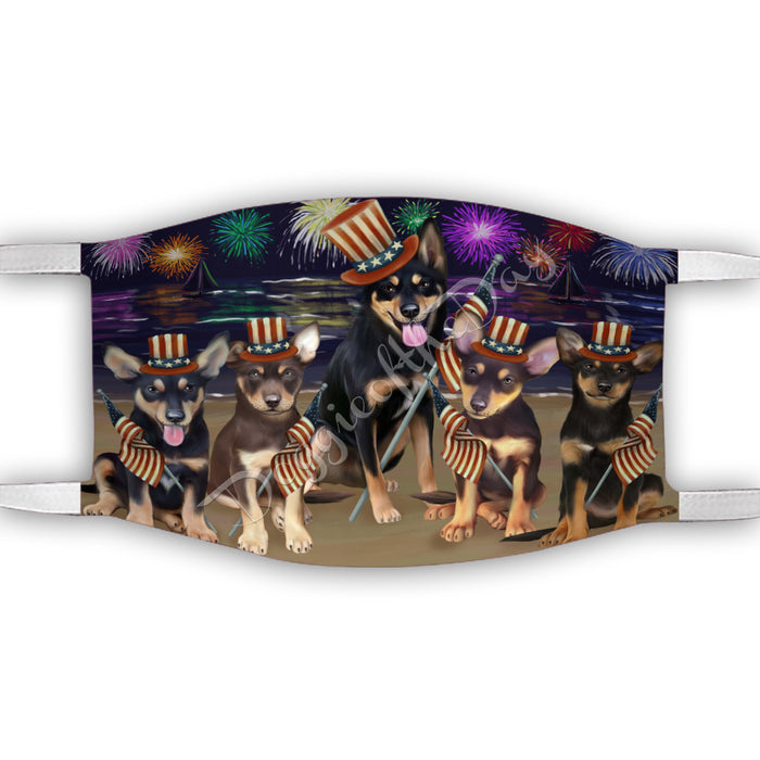4th of July Independence Day Australian Kelpies Dogs Face Mask FM49370