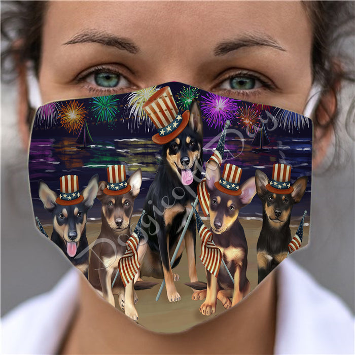 4th of July Independence Day Australian Kelpies Dogs Face Mask FM49370