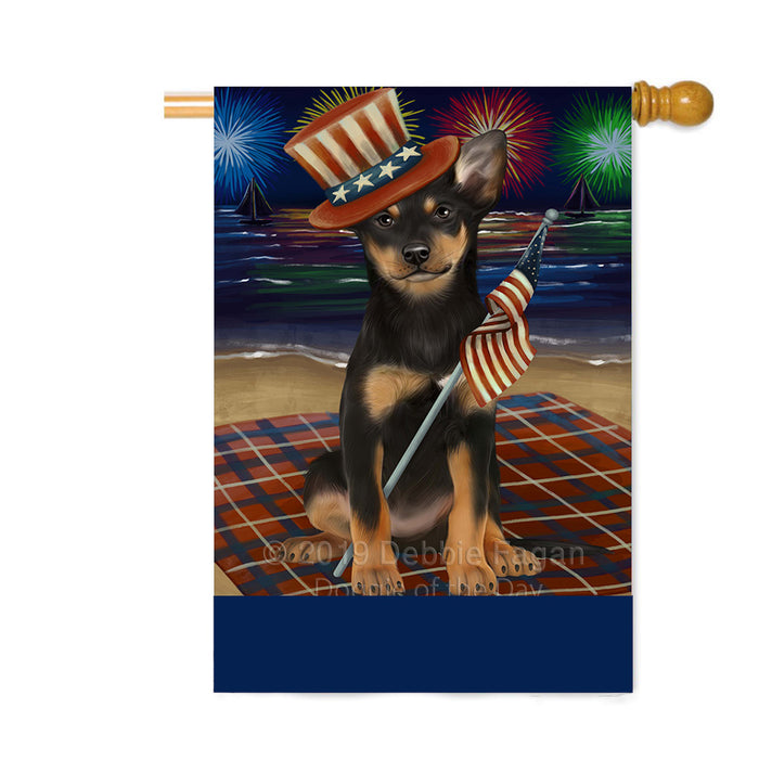 Personalized 4th of July Firework Australian Kelpie Dog Custom House Flag FLG-DOTD-A57803