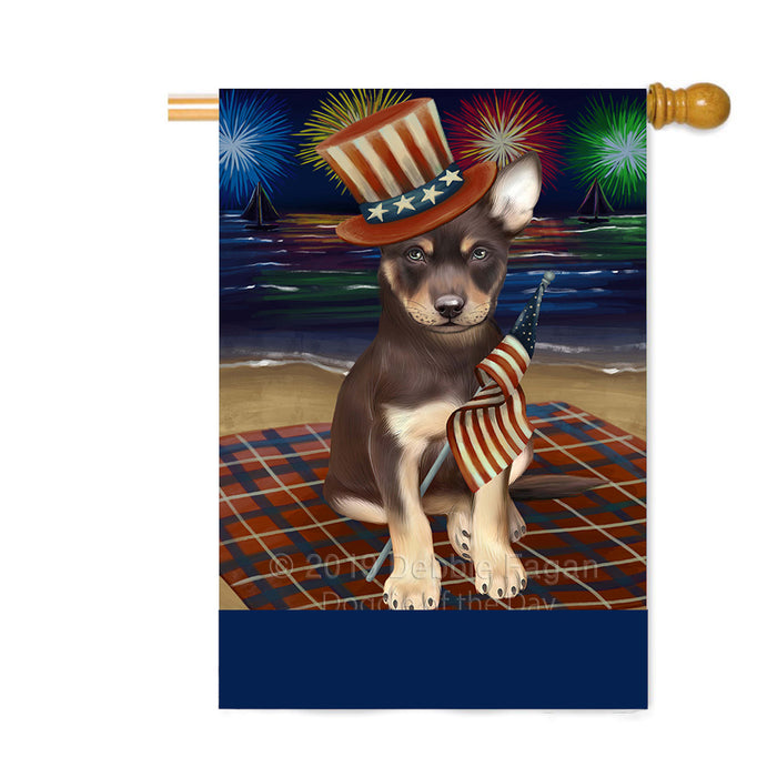 Personalized 4th of July Firework Australian Kelpie Dog Custom House Flag FLG-DOTD-A57804