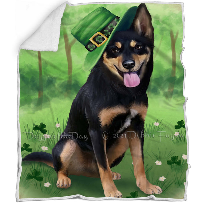 St. Patricks Day Irish Portrait Australian Kelpie Dog Blanket BLNKT58242