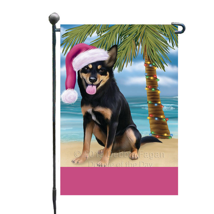 Personalized Summertime Happy Holidays Christmas Australian Kelpie Dog on Tropical Island Beach  Custom Garden Flags GFLG-DOTD-A60385