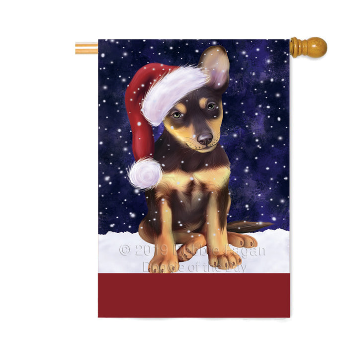 Personalized Let It Snow Happy Holidays Australian Kelpie Dog Custom House Flag FLG-DOTD-A62290