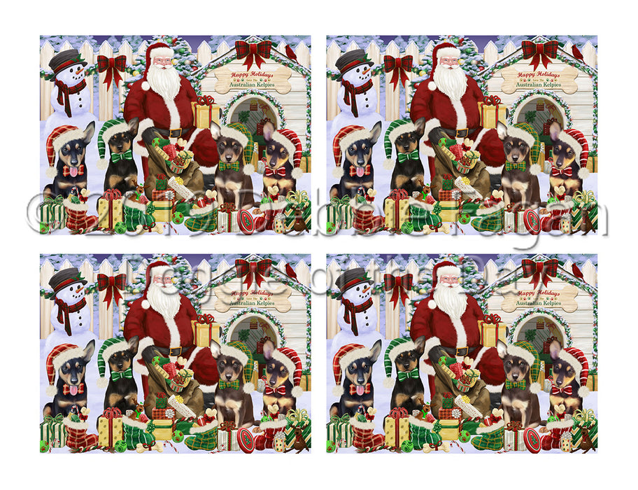 Happy Holidays Christmas Australian Kelpies Dogs House Gathering Placemat