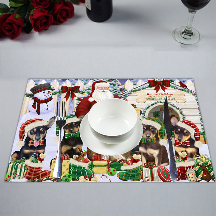 Happy Holidays Christmas Australian Kelpies Dogs House Gathering Placemat