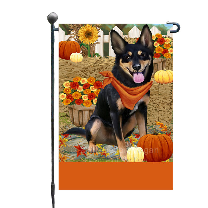 Personalized Fall Autumn Greeting Australian Kelpie Dog with Pumpkins Custom Garden Flags GFLG-DOTD-A61775