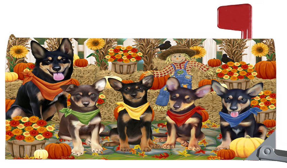 Fall Festive Harvest Time Gathering Australian Kelpies Dogs 6.5 x 19 Inches Magnetic Mailbox Cover Post Box Cover Wraps Garden Yard Décor MBC49051