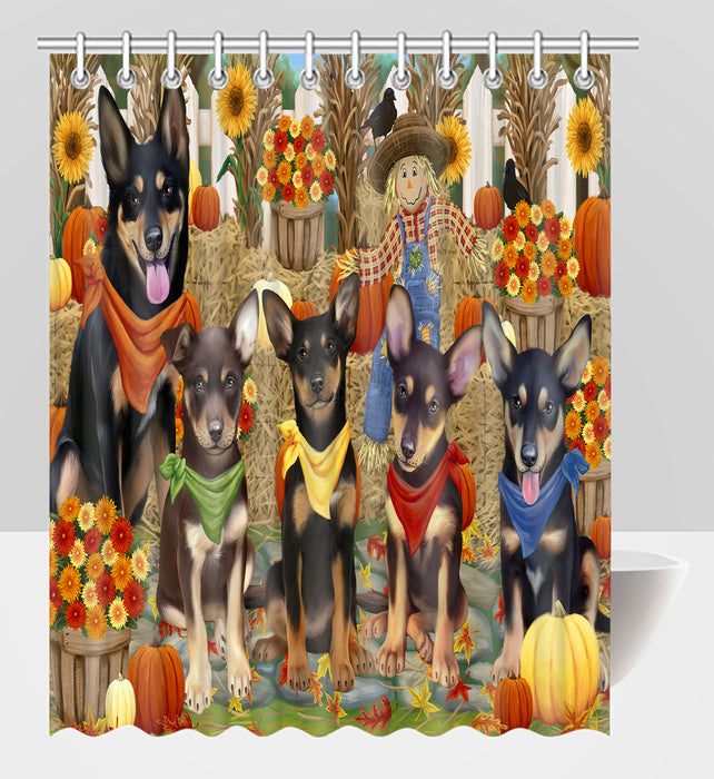 Fall Festive Harvest Time Gathering Australian Kelpies Dogs Shower Curtain