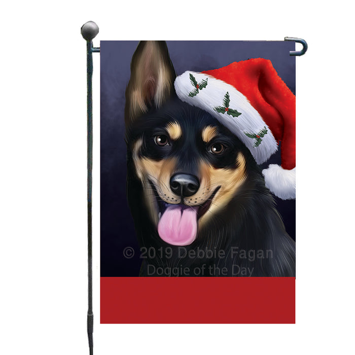 Personalized Christmas Holidays Australian Kelpie Dog Wearing Santa Hat Portrait Head Custom Garden Flags GFLG-DOTD-A59795