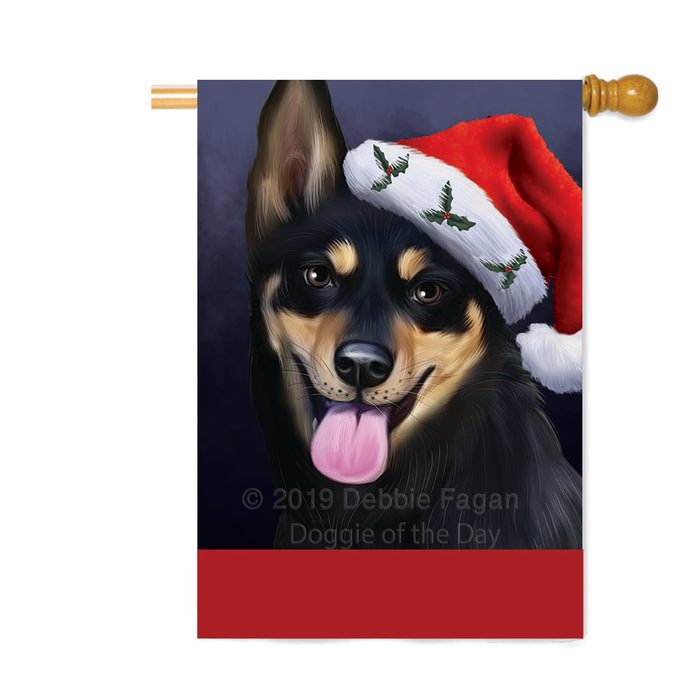 Personalized Christmas Holidays Australian Kelpie Dog Wearing Santa Hat Portrait Head Custom House Flag FLG-DOTD-A59851