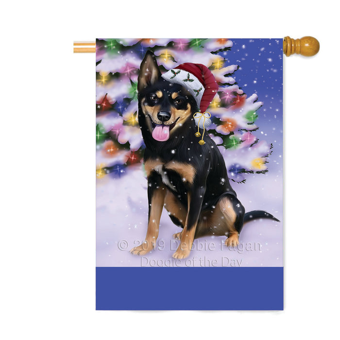 Personalized Winterland Wonderland Australian Kelpie Dog In Christmas Holiday Scenic Background Custom House Flag FLG-DOTD-A61267