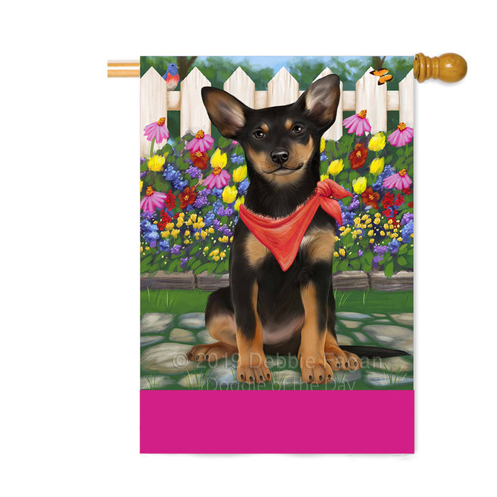 Personalized Spring Floral Australian Kelpie Dog Custom House Flag FLG-DOTD-A62776
