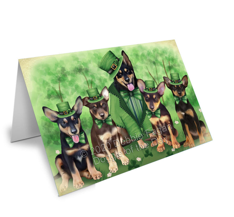 St. Patrick's Day Family Australian Kelpie Dogs Handmade Artwork Assorted Pets Greeting Cards and Note Cards with Envelopes for All Occasions and Holiday Seasons