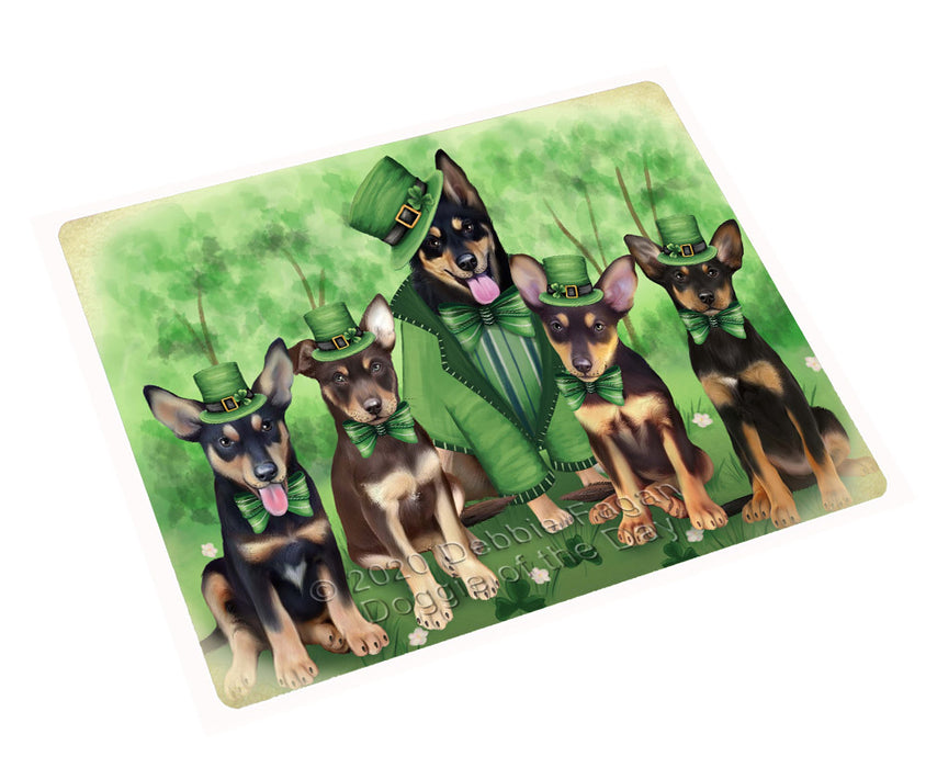 St. Patrick's Day Family Australian Kelpie Dogs Cutting Board - For Kitchen - Scratch & Stain Resistant - Designed To Stay In Place - Easy To Clean By Hand - Perfect for Chopping Meats, Vegetables