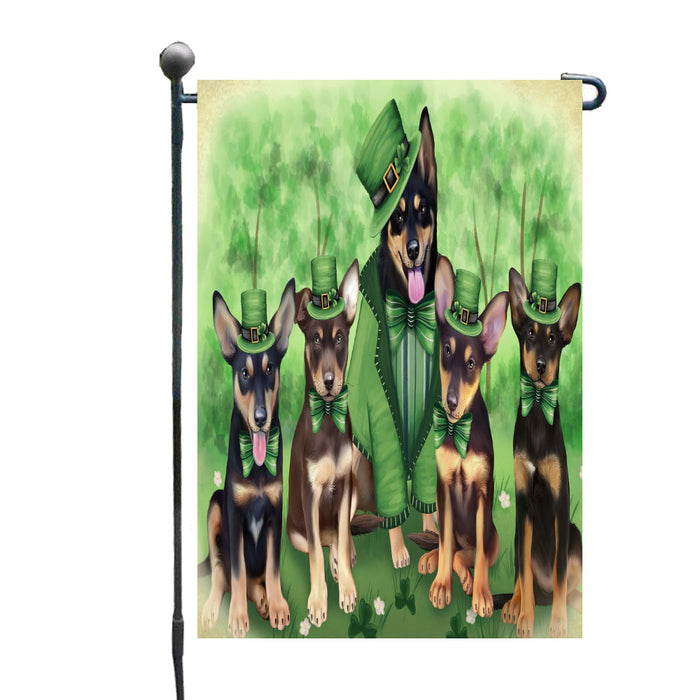 St. Patrick's Day Family Australian Kelpie Dogs Garden Flags Outdoor Decor for Homes and Gardens Double Sided Garden Yard Spring Decorative Vertical Home Flags Garden Porch Lawn Flag for Decorations