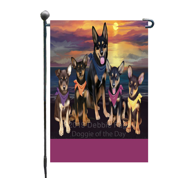 Personalized Family Sunset Portrait Australian Kelpie Dogs Custom Garden Flags GFLG-DOTD-A60568