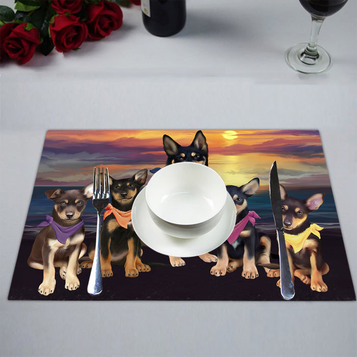 Family Sunset Portrait Australian Kelpies Dogs Placemat